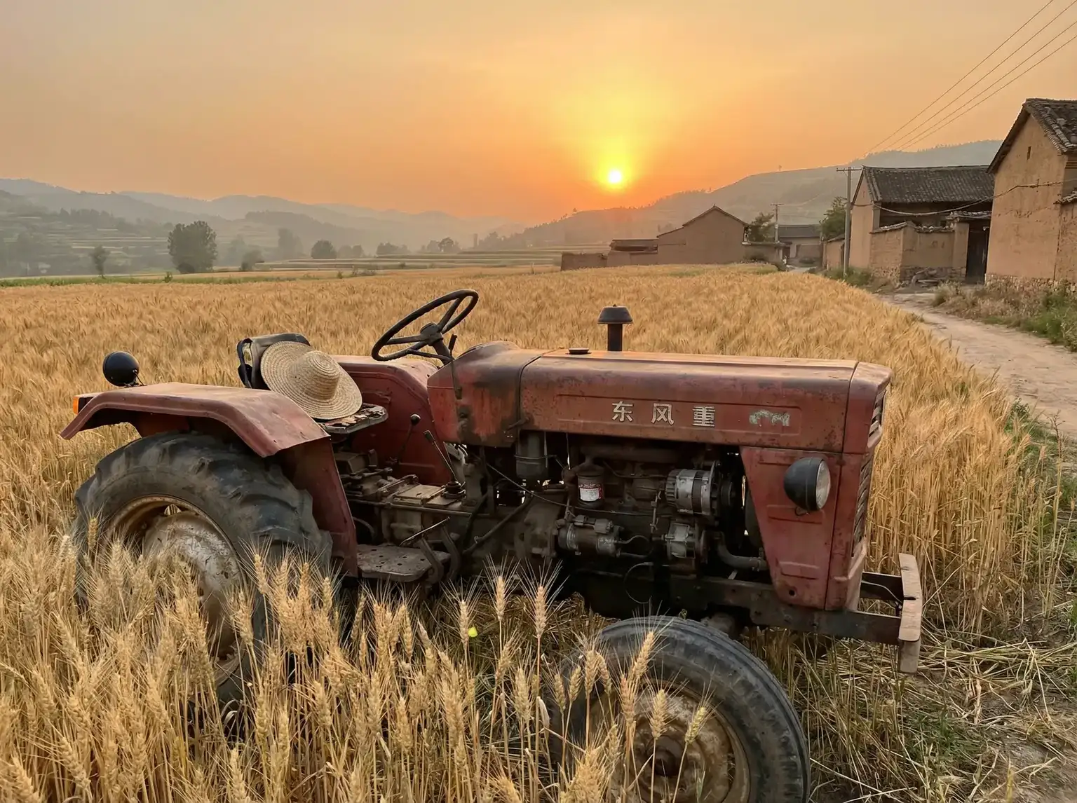 夕阳下的老式拖拉机停在麦田边 - 9420免费高清在线观看1 田间记忆